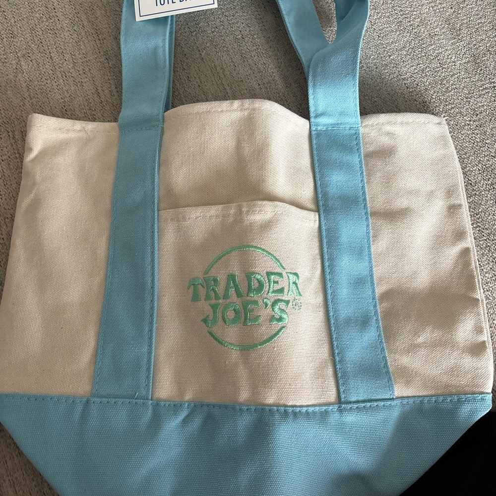 Blue and Cream Canvas Tote Bag